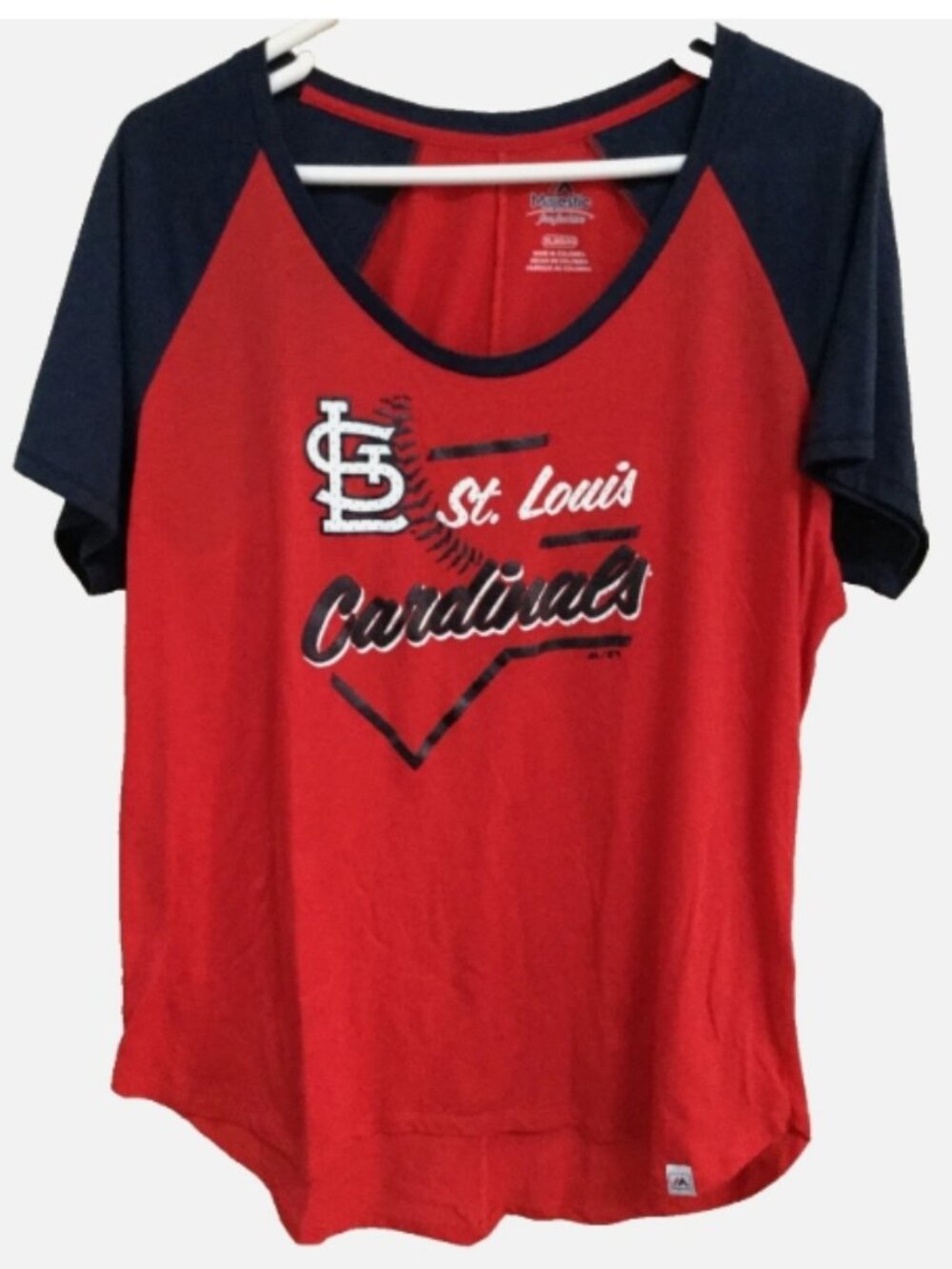 Majestic St. Louis Cardinals Size XL Sports Fan T-shirt red navy white NWOT